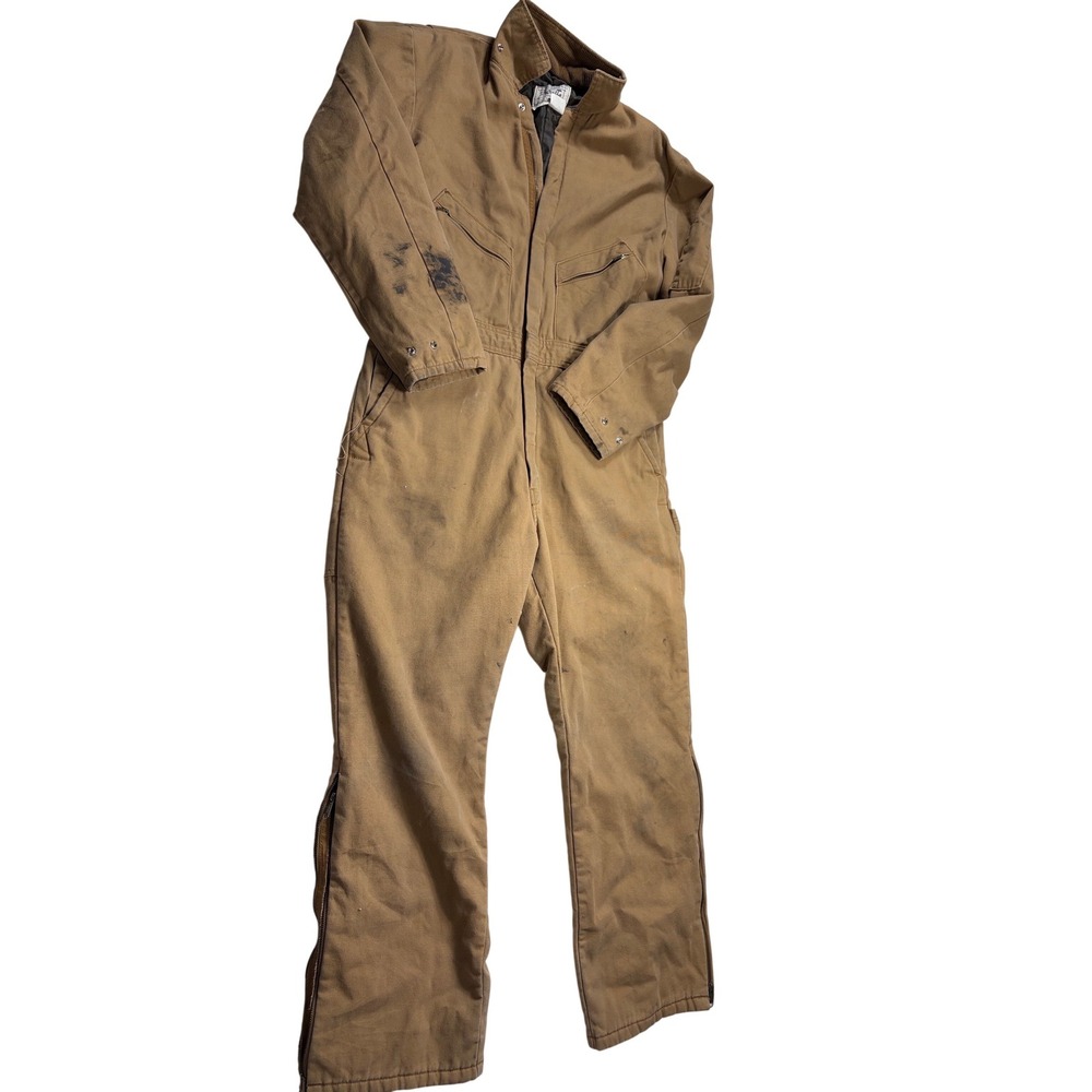 Walls Outdoors Mens Brown Duck Canvas Insulated Coveralls Work Jumpsuit L Tall